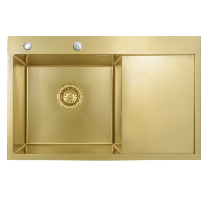 Chiuvetă de bucătărie Zerix ZH7849 Gold cu picurător, inox, 78x49 cm