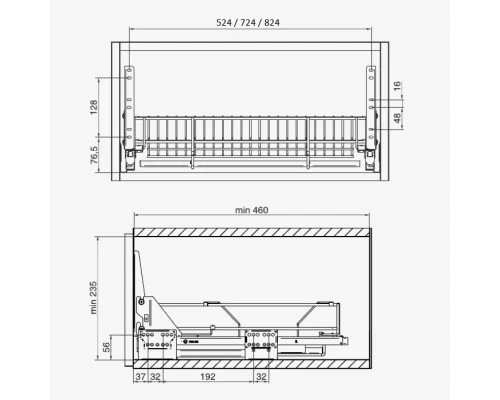 VARIANT MULTI Coș pentru vase în dulapul inferior Chrome REJS