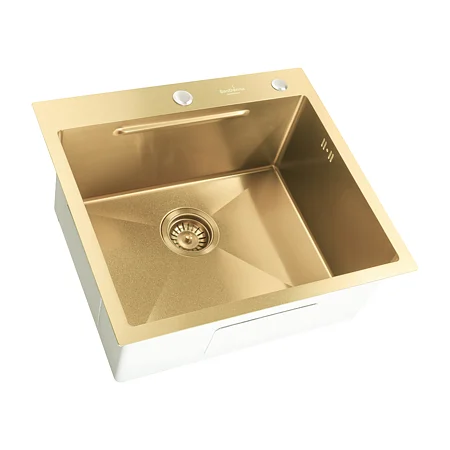 Chiuvetă de bucătărie Zerix ZH5050 Gold, inox, 50x50 cm
