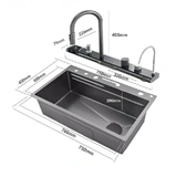 Chiuvetă multifuncțională Zerix ZH7546 Nano Black, 75x46 cm, cu accesorii