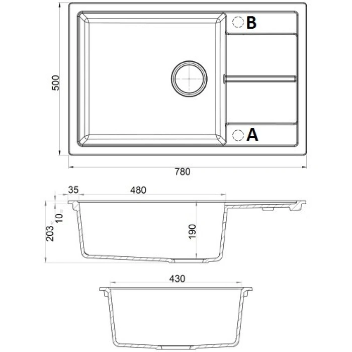 Chiuveta Fabiano Cubix 78x50 XL Alpine White