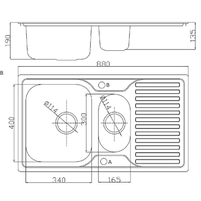 Chiuveta Fabiano 88x50x15 Microdecor