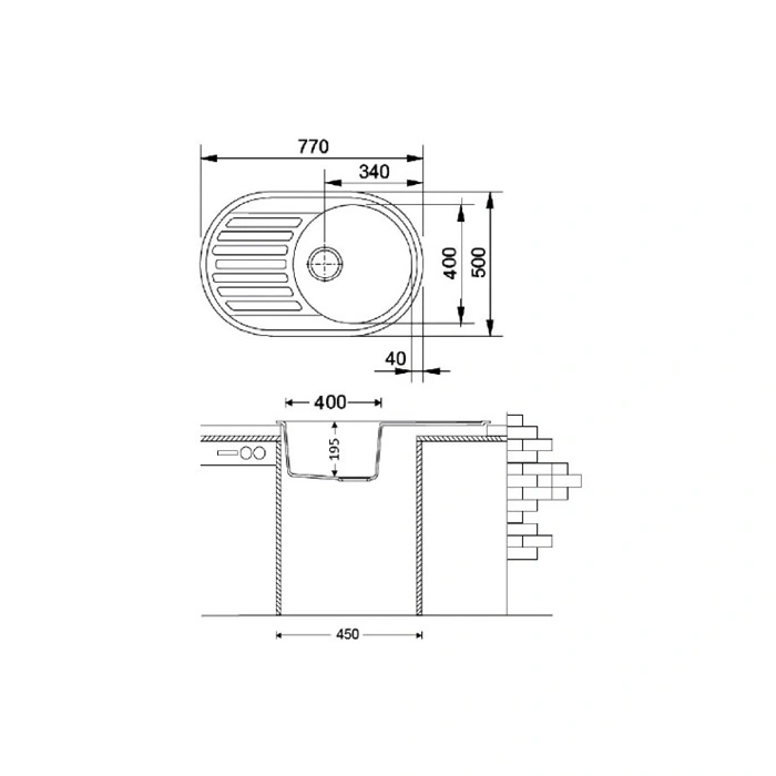 Chiuveta Fabiano Arc 77x50 Beige