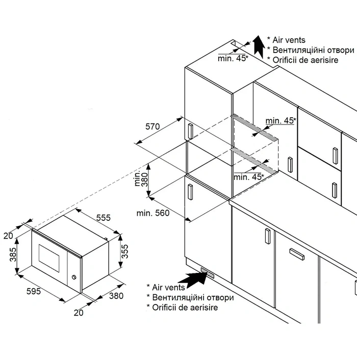 Cuptor cu microunde incorporabil Fabiano FBM 2500G White
