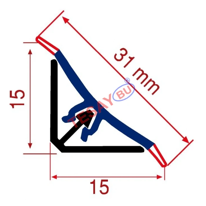 Plintă pentru blat TD-15 PVC 15x15mm
