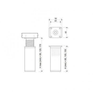 Picior pentru mobilă Șampan 40x40 reglabil