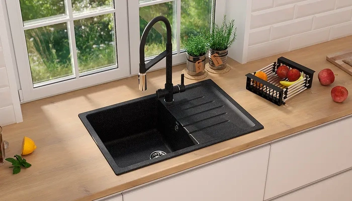 Chiuvetă bucătărie granit artificial Ulgran U400-308 Negru 75x49