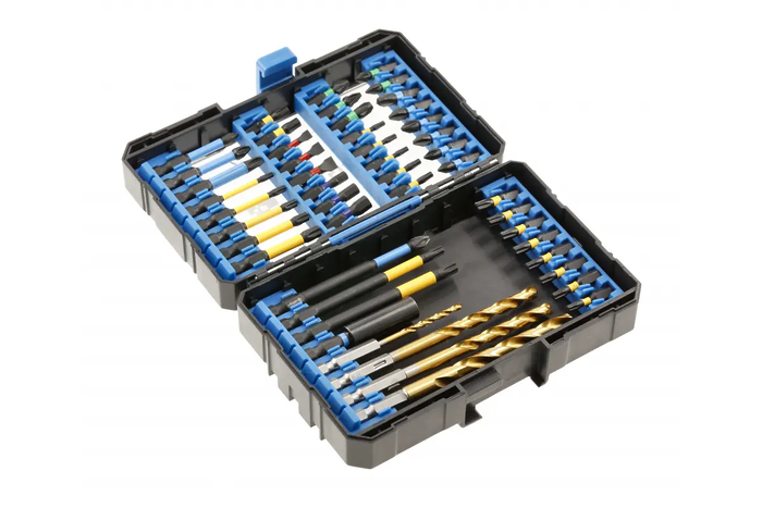 Set 56 biţi de impact cu burghie pentru metal