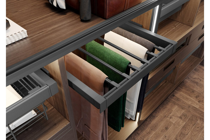 Suport pantaloni extractibil ELITE 600mm, soft-close, antracit