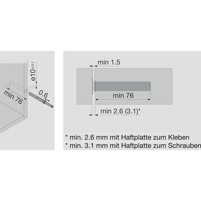 TIP-ON Blum set cu magnet, versiune lunga, gri