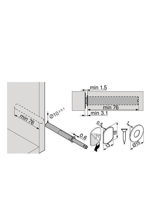 TIP-ON Blum set cu magnet, versiune lunga, alb