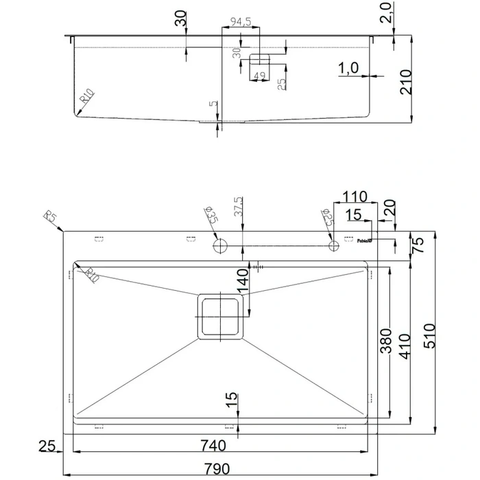 Chiuveta Fabiano TOP 79 Celldecor