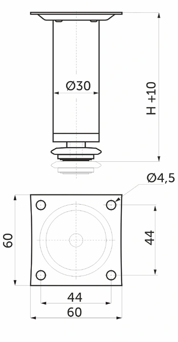 Picior pentru mobilă Negru reglabil